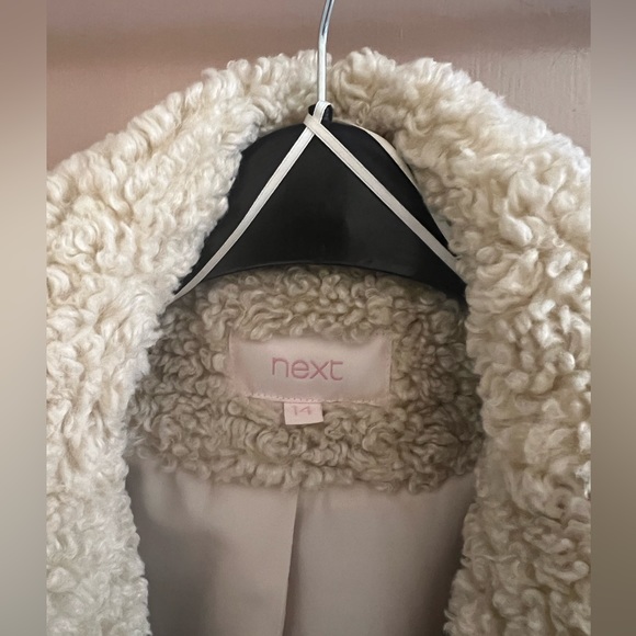 Next cream boucle teddy coat size uk14 - Picture 3 of 5